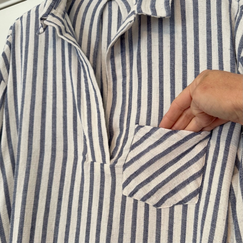 Umgee Blue Striped Tunic Top M - Picture 4 of 12